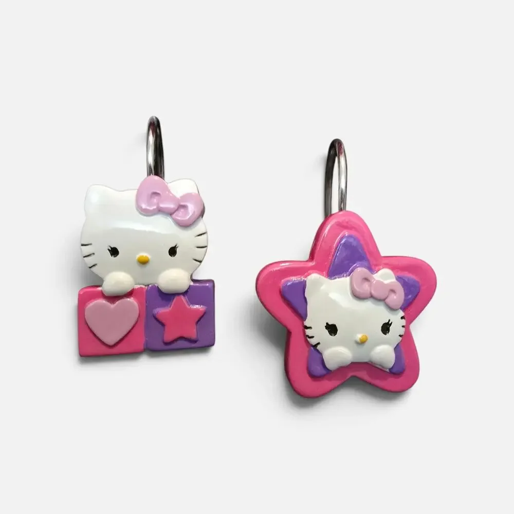 Hello Kitty 12 Piece Shower Curtain Holders Open Box